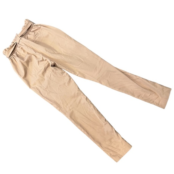 Dusty Rose Sateen High Waisted Paper Bag Style Trousers - Picture 2 of 12